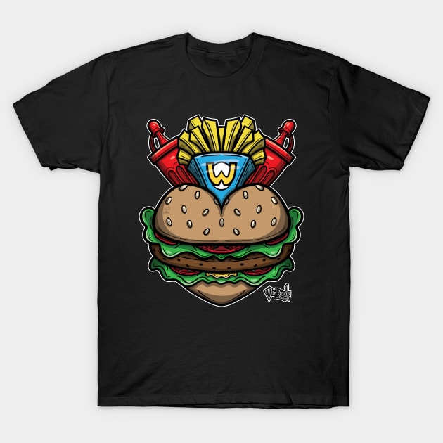 Burger Heart T-Shirt by VooDudeDesigns